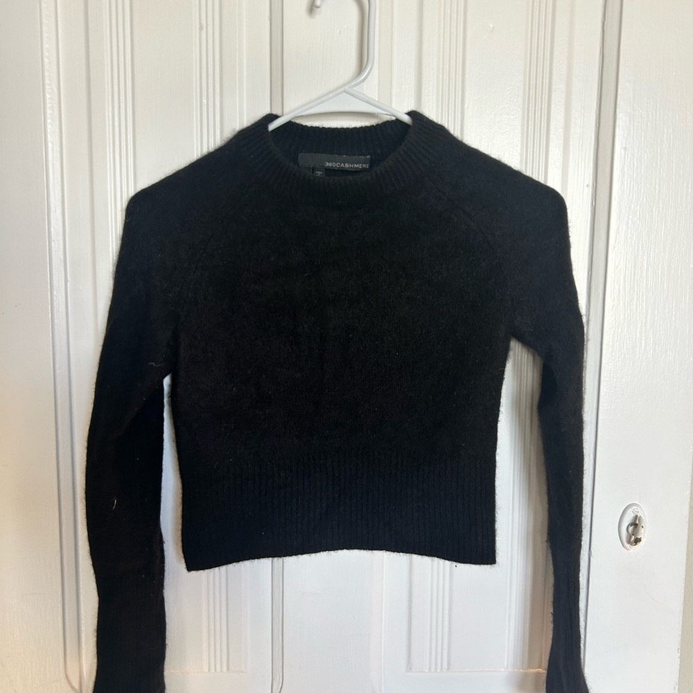 Black Cashmere Cropped Sweater